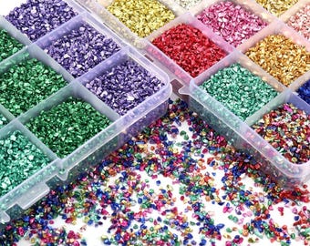 Crushed Glass for Resin 300g Metal Crushed Stones Mixed Kit Epoxy Resin Filler Irregular Broken Glass Nail Art Craft Supplies