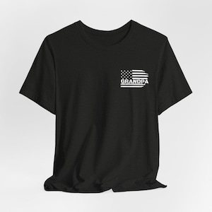 Grandpa Shirt American Flag Optional Custom Text Short Sleeve Tee