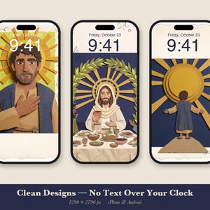 Glaubens-Wallpaper-Paket für iPhones, 6 biblische Geschichten als Hintergründe, christlicher Sperrbildschirm, Jesus-Schrift-Collage (sofortiger Download) Bild 3