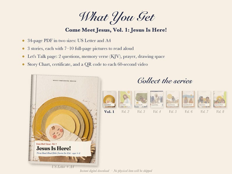 Christmas Bible Story Book for Kids Printable, Nativity Read Aloud PDF, Baby Jesus, Loaves and Fish, Sunday School, Come Meet Jesus Vol 1 image 5