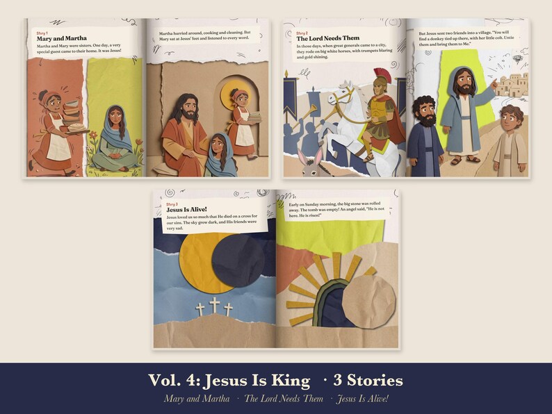 Easter Bible Story Book for Kids Printable, Palm Sunday, He Is Risen Read Aloud PDF, Sunday School Lesson, Come Meet Jesus Vol 4 image 3