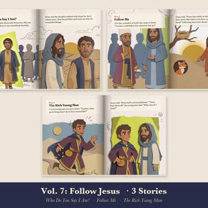 Follow Jesus Kids Bible Story Book Printable, Peter's Confession, Rich Young Ruler Read Aloud PDF, Sunday School, Come Meet Jesus Vol 7 image 3
