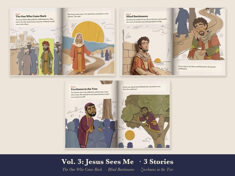 Zacchaeus Bible Story Book for Kids Printable, Blind Bartimaeus, Ten Lepers Read Aloud PDF, Sunday School Lesson, Come Meet Jesus Vol 3 image 3