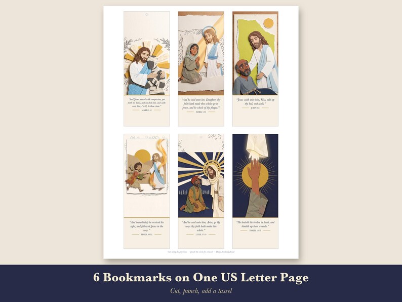 Healing Bookmarks Printable Set of 6, Christian Bible Verse Bookmark, Jesus Heals Scripture, Hope Encouragement Gift, Instant Download image 2