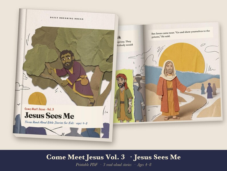 Zacchaeus Bible Story Book for Kids Printable, Blind Bartimaeus, Ten Lepers Read Aloud PDF, Sunday School Lesson, Come Meet Jesus Vol 3 image 1