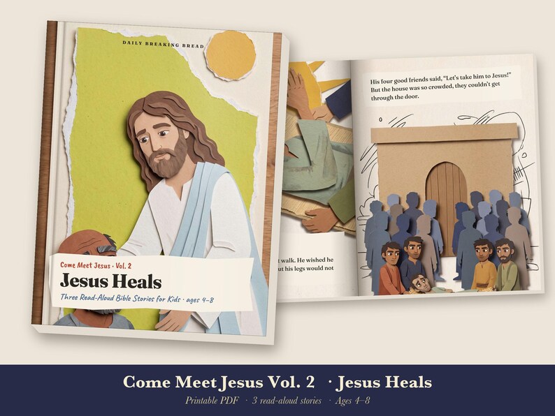 Jesus Heals Kids Bible Story Book Printable, Miracles of Jesus Read Aloud PDF, Sunday School, Homeschool Bible Lesson, Come Meet Jesus Vol 2 image 1