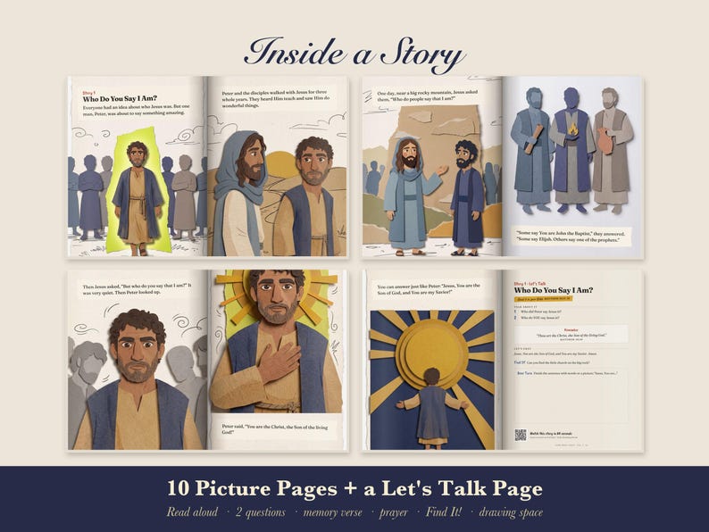 Follow Jesus Kids Bible Story Book Printable, Peter's Confession, Rich Young Ruler Read Aloud PDF, Sunday School, Come Meet Jesus Vol 7 image 2