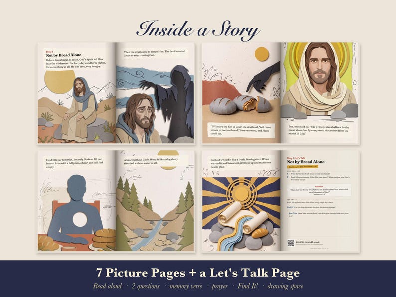 Jesus Is Strong Kids Bible Story Book Printable, Temptation of Jesus, Centurion, Man Born Blind Read Aloud PDF, Come Meet Jesus Vol 5 image 2