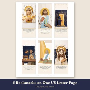 Printable Bookmarks Set of 6, Christian Bible Verse Bookmarks, Jesus Scripture Bookmark, KJV Paper Collage Art, Instant Download image 2