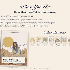 Jesus Is Strong Kids Bible Story Book Printable, Temptation of Jesus, Centurion, Man Born Blind Read Aloud PDF, Come Meet Jesus Vol 5 image 5