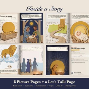 Christmas Bible Story Book for Kids Printable, Nativity Read Aloud PDF, Baby Jesus, Loaves and Fish, Sunday School, Come Meet Jesus Vol 1 image 2