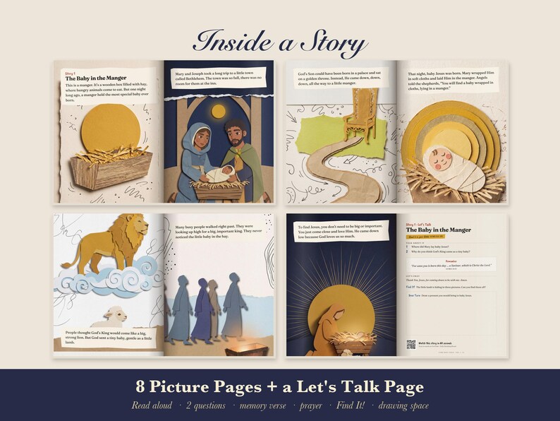 Christmas Bible Story Book for Kids Printable, Nativity Read Aloud PDF, Baby Jesus, Loaves and Fish, Sunday School, Come Meet Jesus Vol 1 image 2