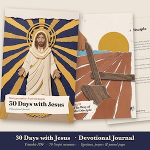 30-Tage-Andachtstagebuch zum Ausdrucken, christliches Bibelstudium (PDF), Andacht zum Evangelium Jesu mit Tagebuchseiten, Gebetstagebuch, Sofort-Download