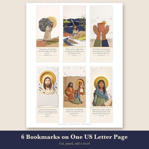 Prayer Bookmarks Printable Set of 6, Christian Bible Verse Bookmark, Peace Scripture, Gethsemane Mary Martha, Instant Download image 2