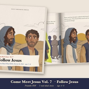 Follow Jesus Kids Bible Story Book Printable, Peter's Confession, Rich Young Ruler Read Aloud PDF, Sunday School, Come Meet Jesus Vol 7