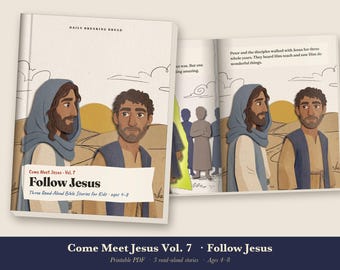 Follow Jesus Kids Bible Story Book Printable, Peter's Confession, Rich Young Ruler Read Aloud PDF, Sunday School, Come Meet Jesus Vol 7