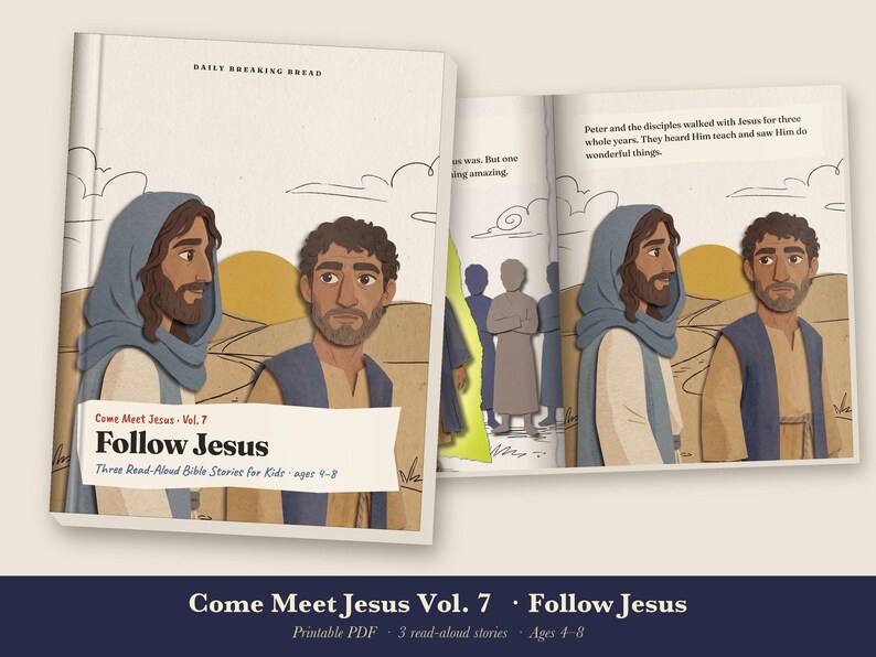 Follow Jesus Kids Bible Story Book Printable, Peter's Confession, Rich Young Ruler Read Aloud PDF, Sunday School, Come Meet Jesus Vol 7 image 1