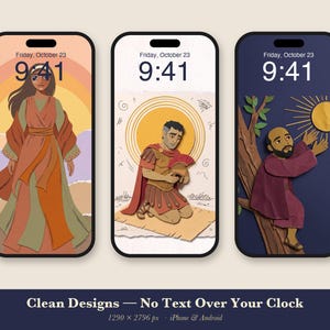 Glaubens-Wallpaper-Paket für iPhones, 6 biblische Geschichten als Hintergründe, christlicher Sperrbildschirm, Jesus-Schrift-Collage (sofortiger Download) Bild 2
