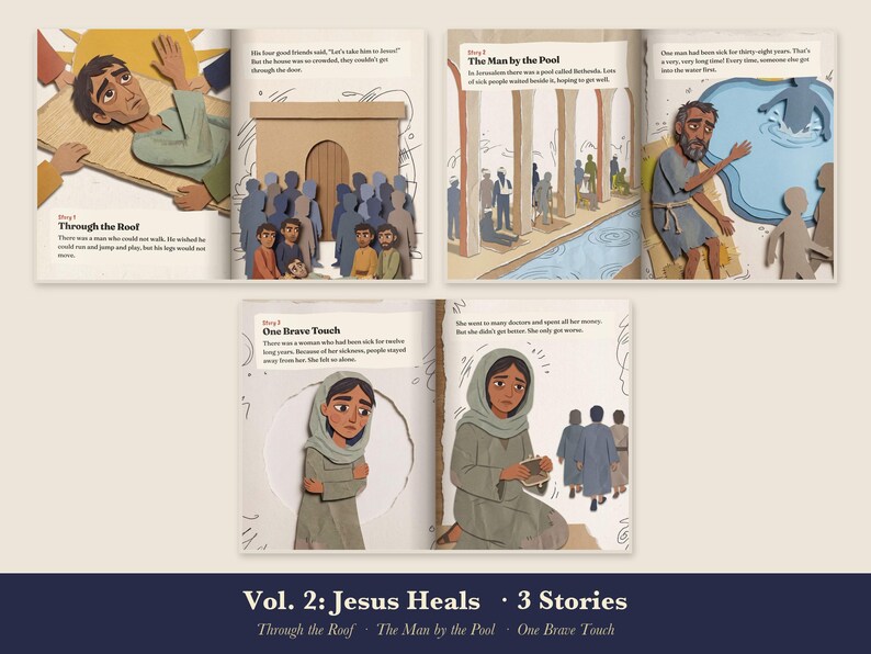 Jesus Heals Kids Bible Story Book Printable, Miracles of Jesus Read Aloud PDF, Sunday School, Homeschool Bible Lesson, Come Meet Jesus Vol 2 image 3