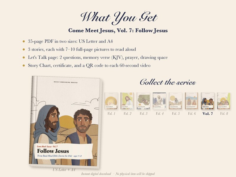 Follow Jesus Kids Bible Story Book Printable, Peter's Confession, Rich Young Ruler Read Aloud PDF, Sunday School, Come Meet Jesus Vol 7 image 5