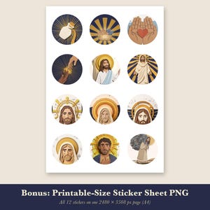 Christian Digital Stickers GoodNotes, 12 Round Bible Scene Planner Stickers, Jesus Faith Journal PNG, Transparent, Instant Download image 3