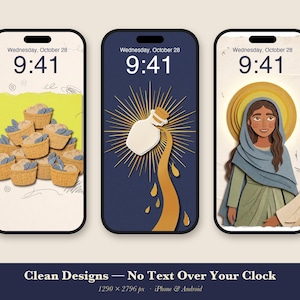 Bread & Wine Phone Wallpaper Pack, 6 Jesus Table iPhone Backgrounds, Christian Lock Screen, Bible Scene Paper Collage Instant Download image 3