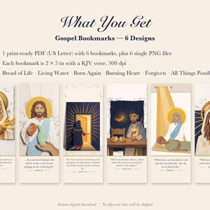Printable Bookmarks Set of 6, Christian Bible Verse Bookmarks, Jesus Scripture Bookmark, KJV Paper Collage Art, Instant Download image 3