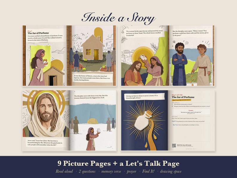 Holy Week Bible Story Book for Kids Printable, Gethsemane, Jar of Perfume, Fig Tree Read Aloud PDF, Easter Prep, Come Meet Jesus Vol 8 image 2