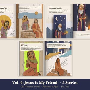Woman at the Well Kids Bible Story Book Printable, Nicodemus, John 3:16, Canaanite Woman Read Aloud PDF, Come Meet Jesus Vol 6 image 3