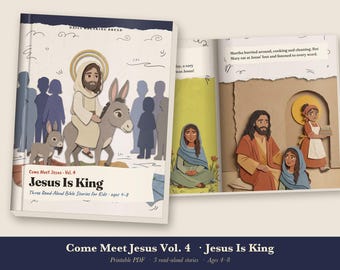 Easter Bible Story Book for Kids Printable, Palm Sunday, He Is Risen Read Aloud PDF, Sunday School Lesson, Come Meet Jesus Vol 4