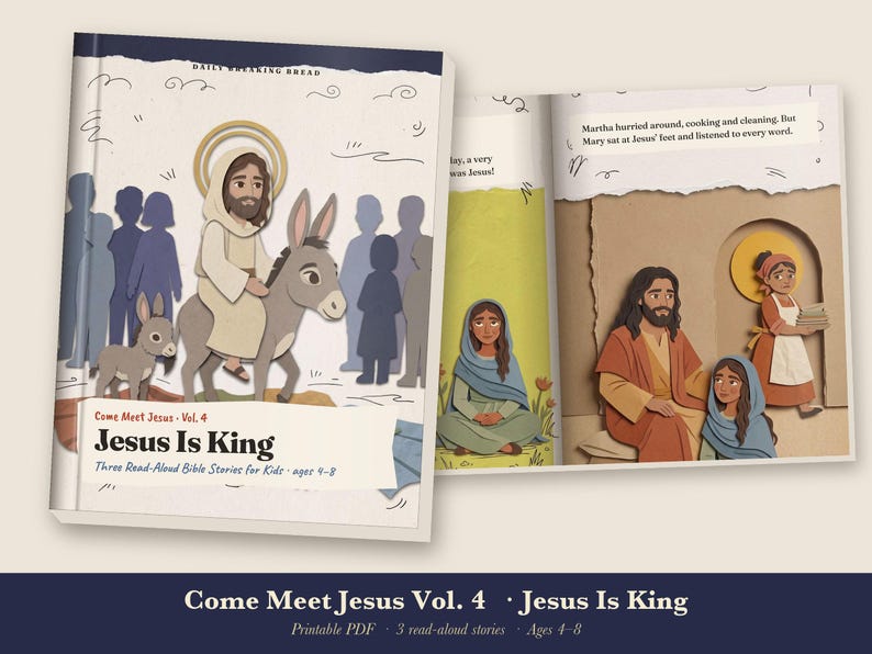 Easter Bible Story Book for Kids Printable, Palm Sunday, He Is Risen Read Aloud PDF, Sunday School Lesson, Come Meet Jesus Vol 4 image 1