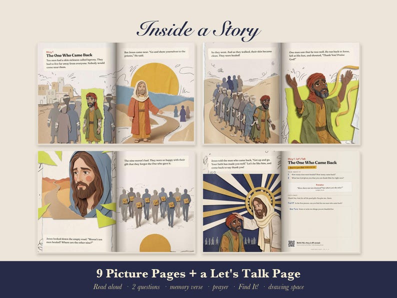 Zacchaeus Bible Story Book for Kids Printable, Blind Bartimaeus, Ten Lepers Read Aloud PDF, Sunday School Lesson, Come Meet Jesus Vol 3 image 2