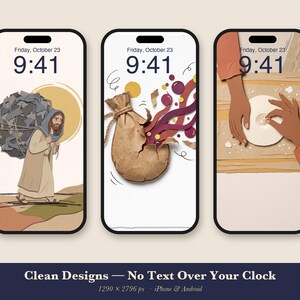 Paquete de fondos de pantalla de parábolas para iPhone, 6 fondos de pantalla de Jesús enseñando, pantalla de bloqueo cristiana, collage de papel de parábolas bíblicas (descarga instantánea) imagen 2