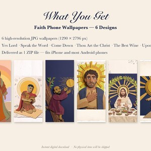 Glaubens-Wallpaper-Paket für iPhones, 6 biblische Geschichten als Hintergründe, christlicher Sperrbildschirm, Jesus-Schrift-Collage (sofortiger Download) Bild 4