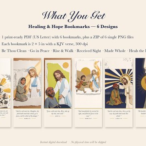 Healing Bookmarks Printable Set of 6, Christian Bible Verse Bookmark, Jesus Heals Scripture, Hope Encouragement Gift, Instant Download image 3