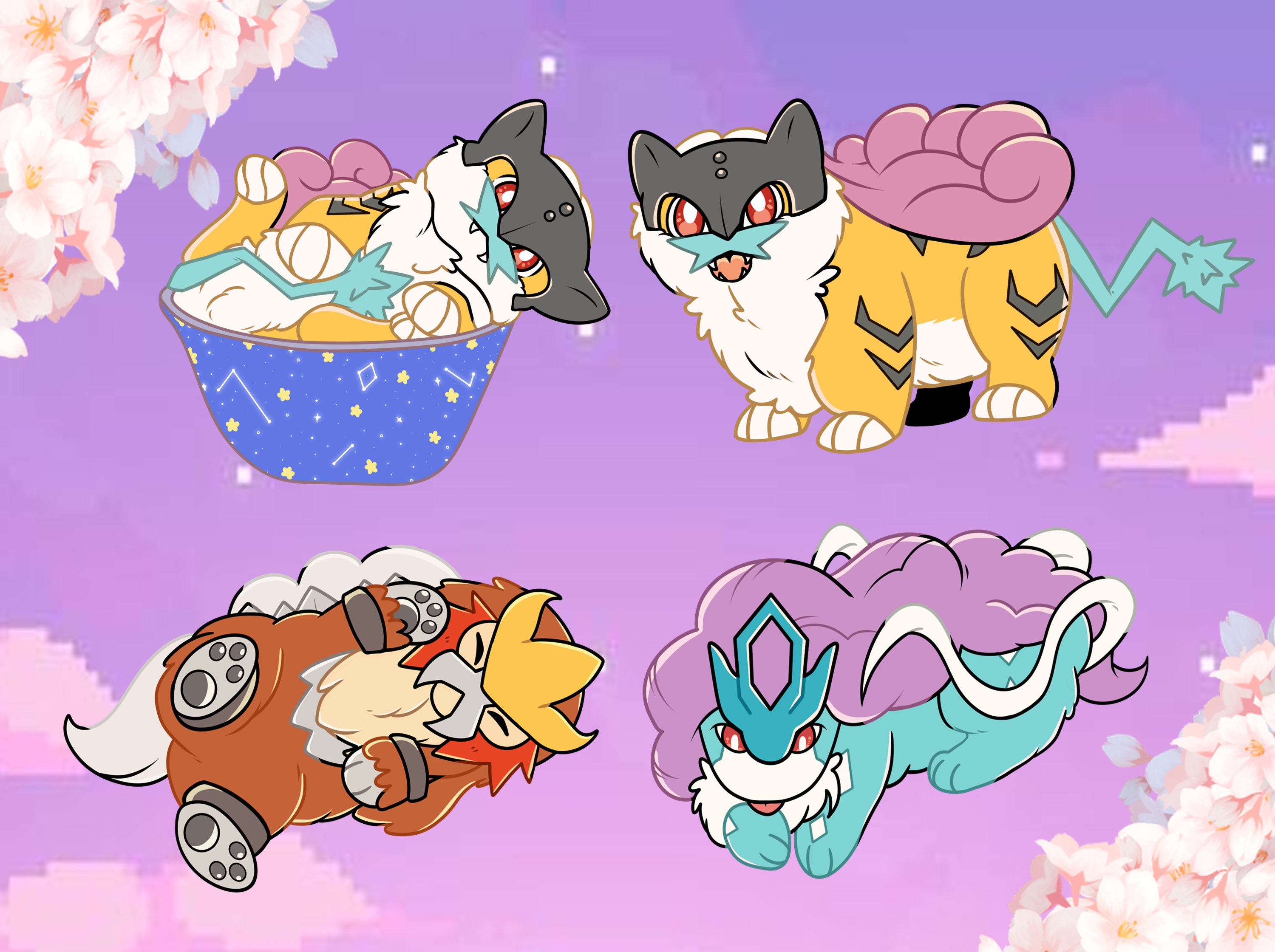 Johto Legends Sticker: Suicune, Entei and Raikou