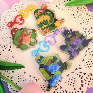 ROTTMNT Star Keychains • 2.5&quot; Epoxy Keychain • Rise TMNT Acrylic Keychain