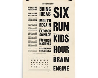 Vintage Type Specimen Poster, Railroad Gothic