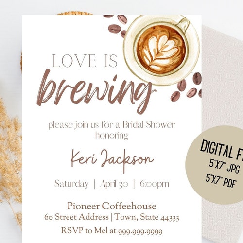 Love is Brewing Bridal Shower Invitation Coffee Tea Invite Etsy