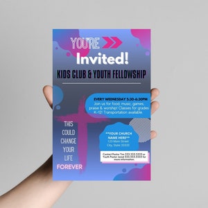 Youth Group Fellowship Invitation, Teen Class Flyer, Church Kids Club Ministry Invite, Teen Program Brochure, Customized Digital Download