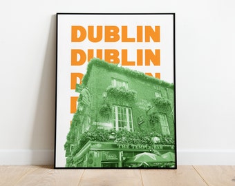 Dublin Travel Poster, Trendy Europe Aesthetic Wall Art, Temple Bar, Ireland Print DIGITAL DOWNLOAD