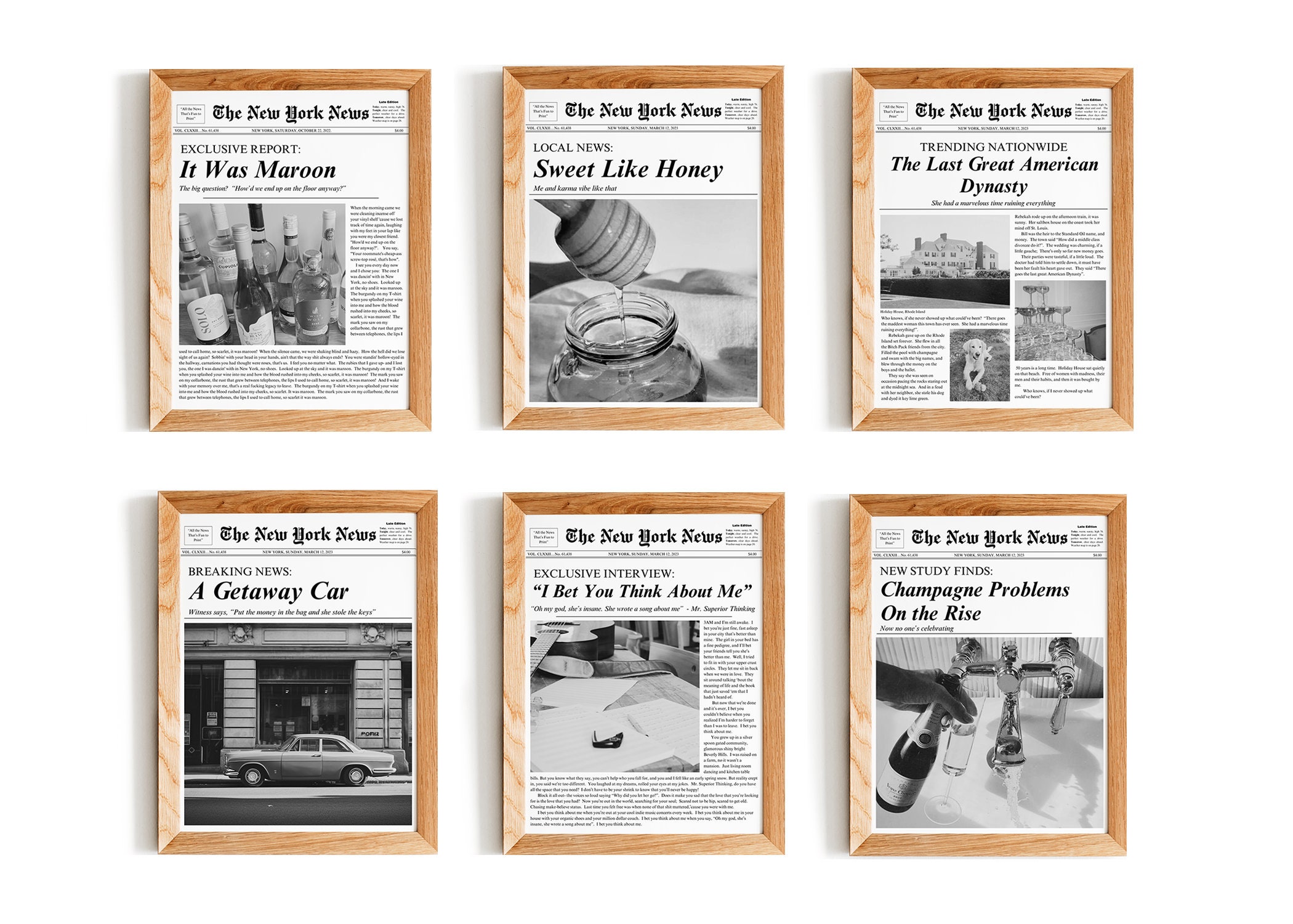 Taylor Newspaper Poster Set of 6, Swiftie Decor, Trendy Aesthetic Wall Art, Album Cover Prints DIGITAL DOWNLOAD (6 prints) 18x24