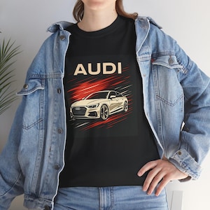 Audi Racing Unisex Heavy Cotton Tee - Perfect Gift for Car Enthusiasts, Men&#39;s Graphic Tee, Auto Show Attire, Casual Wear, Birthday Gift