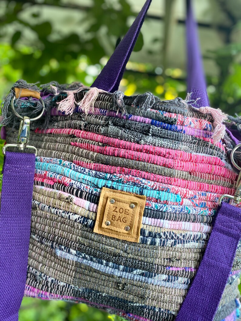 Tote Rug Rag Bag With Leather, Shoulder Bag, Handmade Kilim Bag, Boho ...