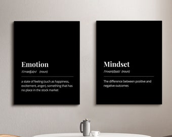 Mindset | Emotion | Quote Definition Stock Market Poster (Black) Digital Bundle Wall Art | Stock Market Quote Home Decor | Digital Prints