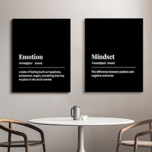 Mindset | Emotion | Quote Definition Stock Market Poster (Black) Digital Bundle Wall Art | Stock Market Quote Home Decor | Digital Prints