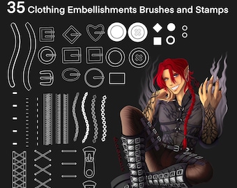 35 Procreate Clothing Embellishments Brushes and Stamps