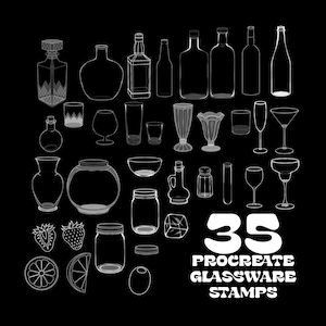 35 Procreate Glassware Stamps