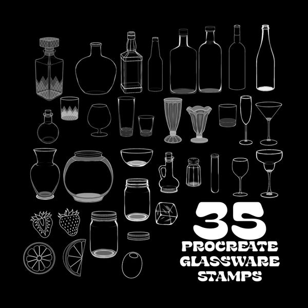 35 Procreate Glassware Stamps
