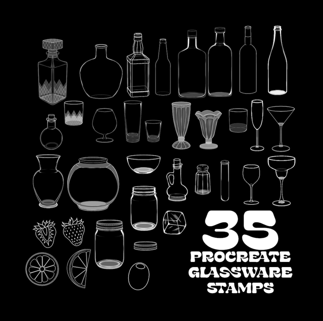 35 Procreate Glassware Stamps Etsy
